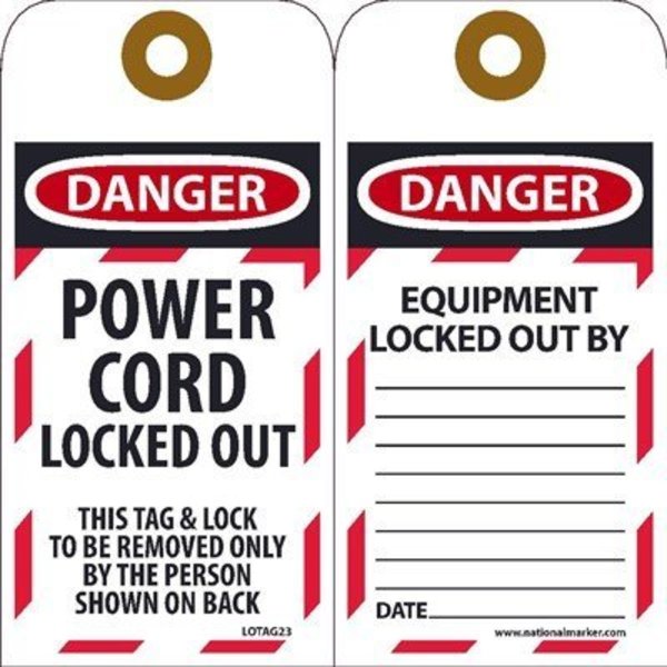 Nmc Power Cord Lock Out Tag, Pk10 LOTAG23